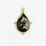 Gold Snake on Black Pendant