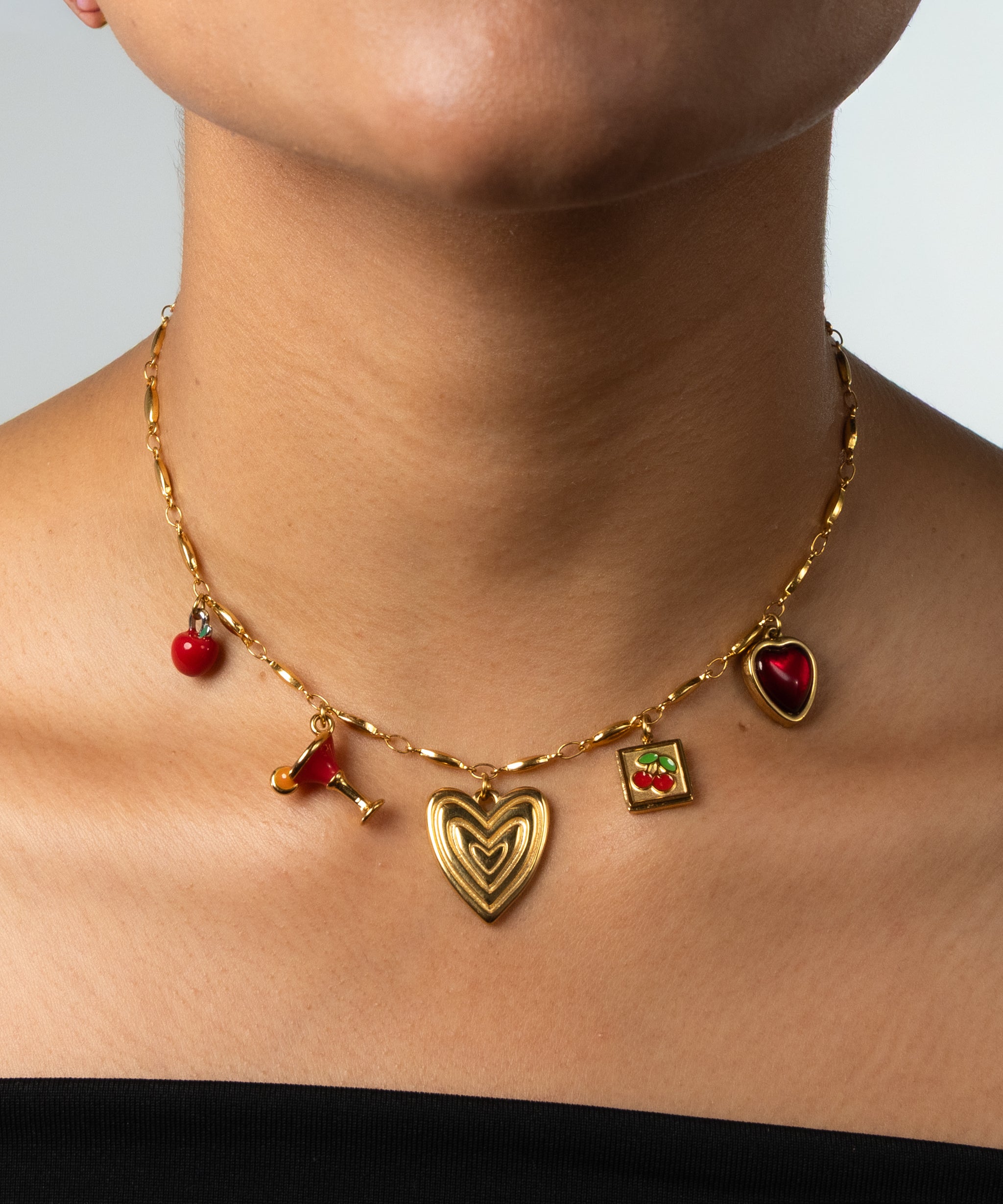 The Red Edit Gold Charm Necklace