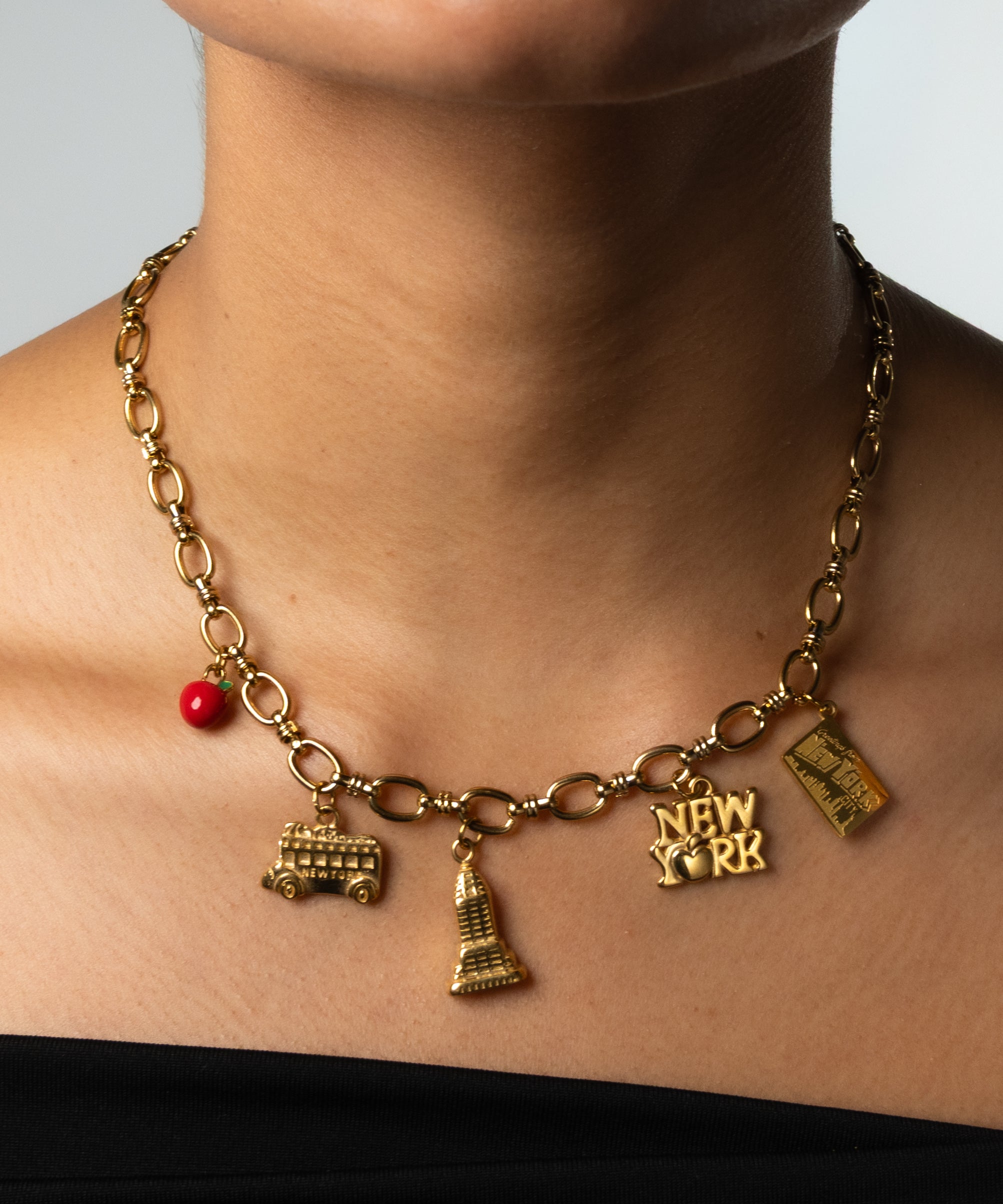 Welcome to NY Gold Charm Necklace