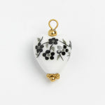 Porcelain Heart Black Flowers
