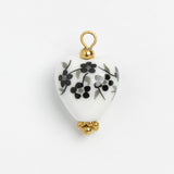 Porcelain Heart Black Flowers