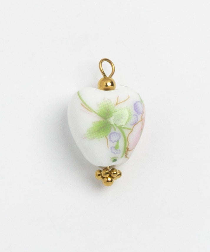 Porcelain Heart Green Sprig