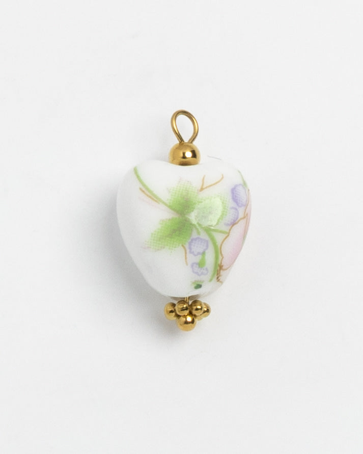 Porcelain Heart Green Sprig