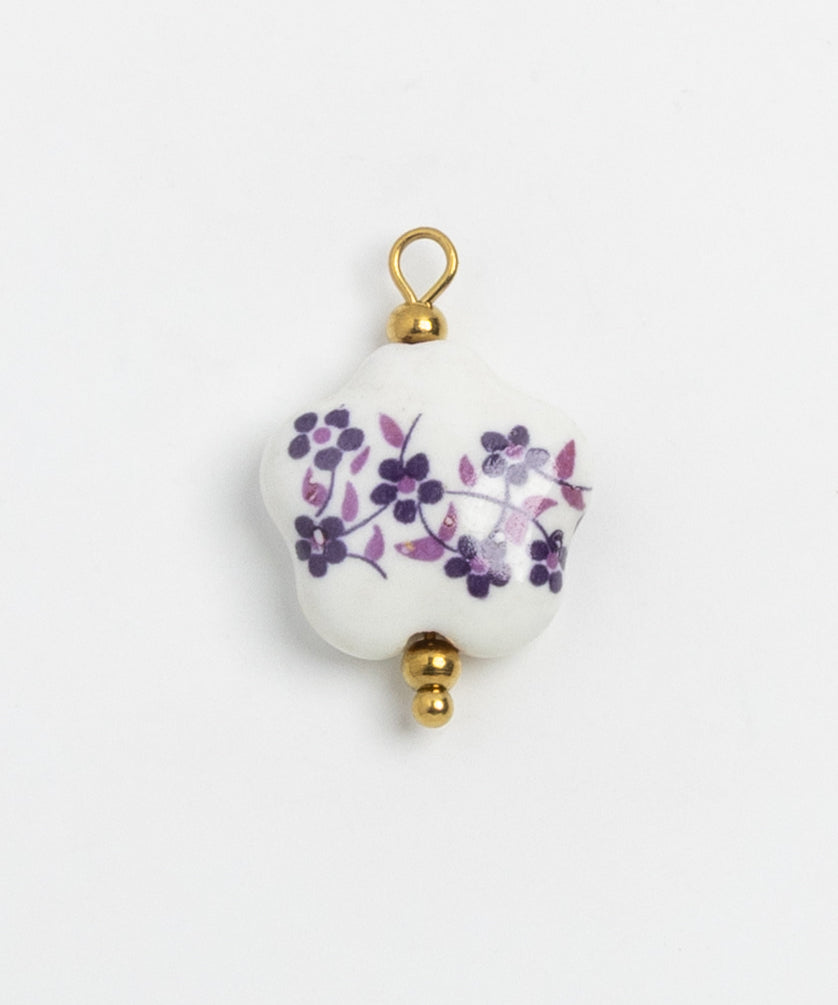 Porcelain Heart Purple Flowers