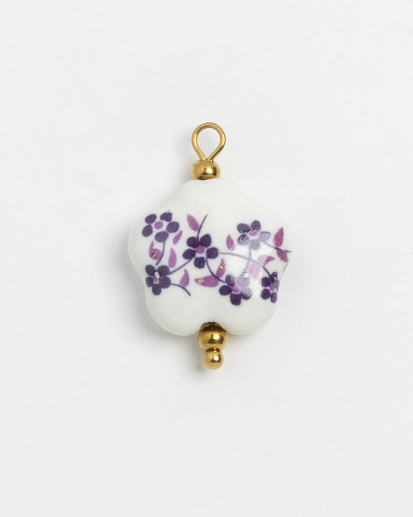 Porcelain Heart Purple Flowers