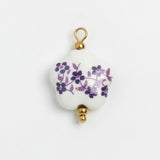 Porcelain Heart Purple Flowers