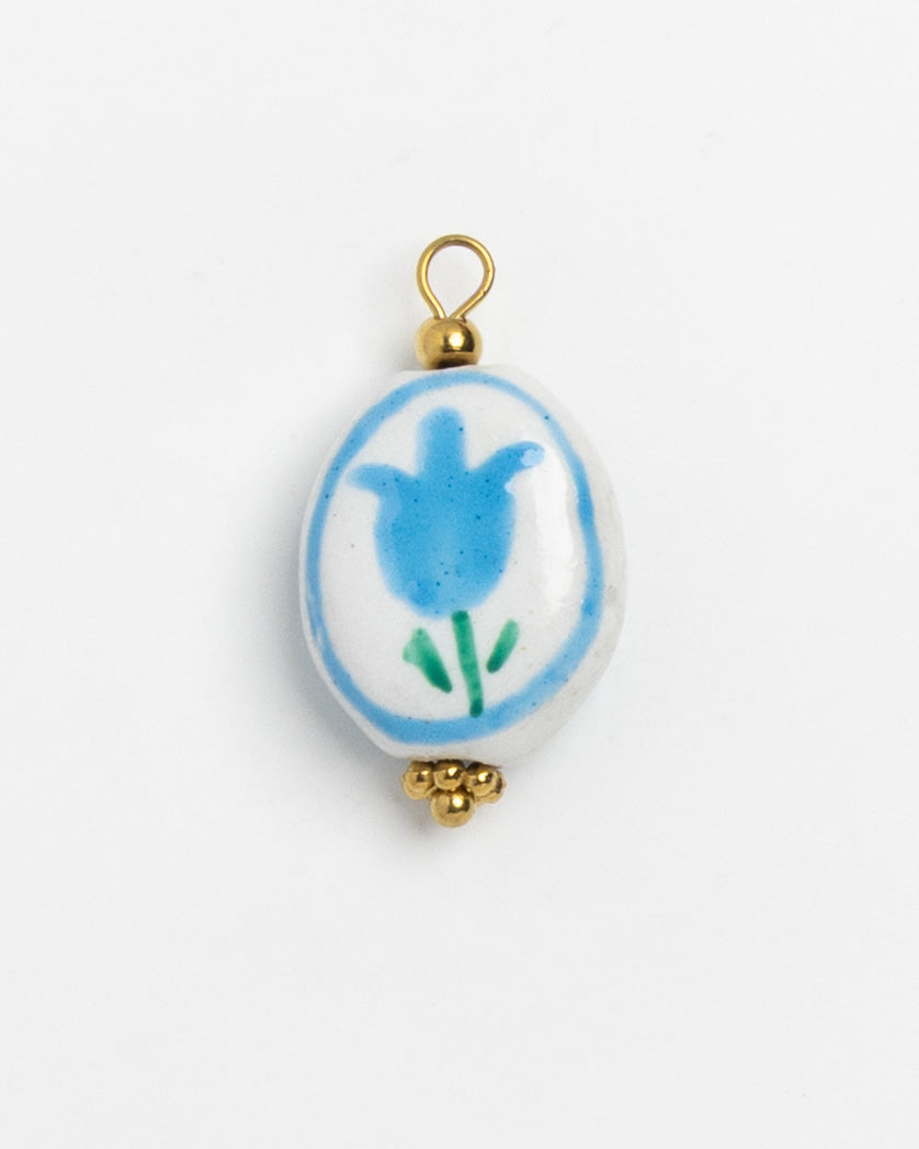 Porcelain Oval Blue Tulip