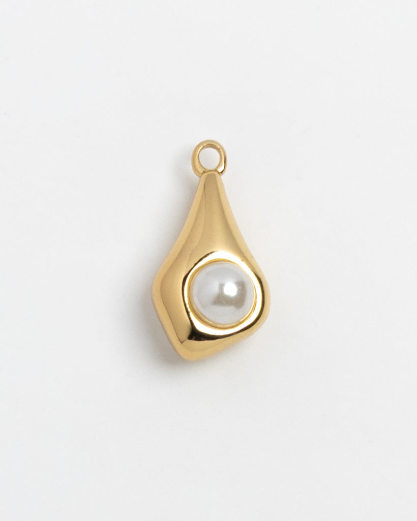 Gold Charm Pearl Drop