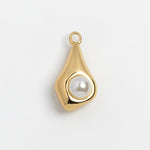 Gold Charm Pearl Drop