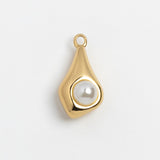 Gold Charm Pearl Drop