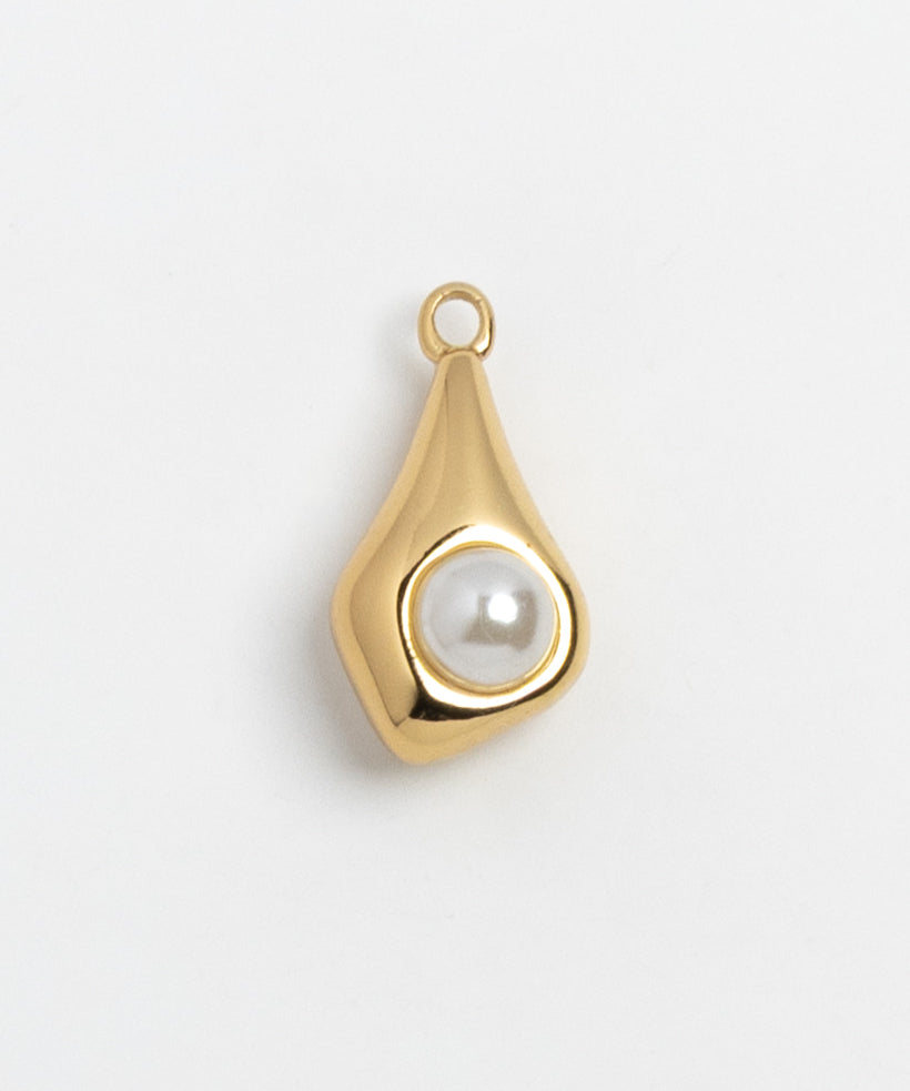 Gold Charm Pearl Drop