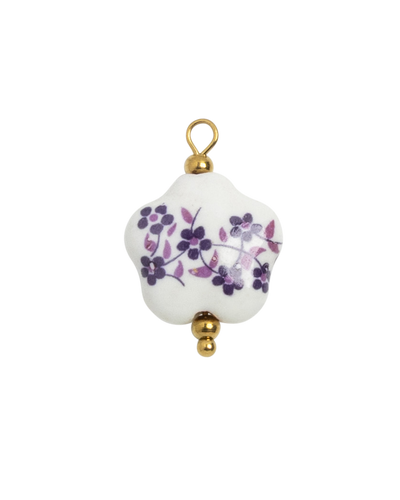 Porcelain Heart Purple Flowers
