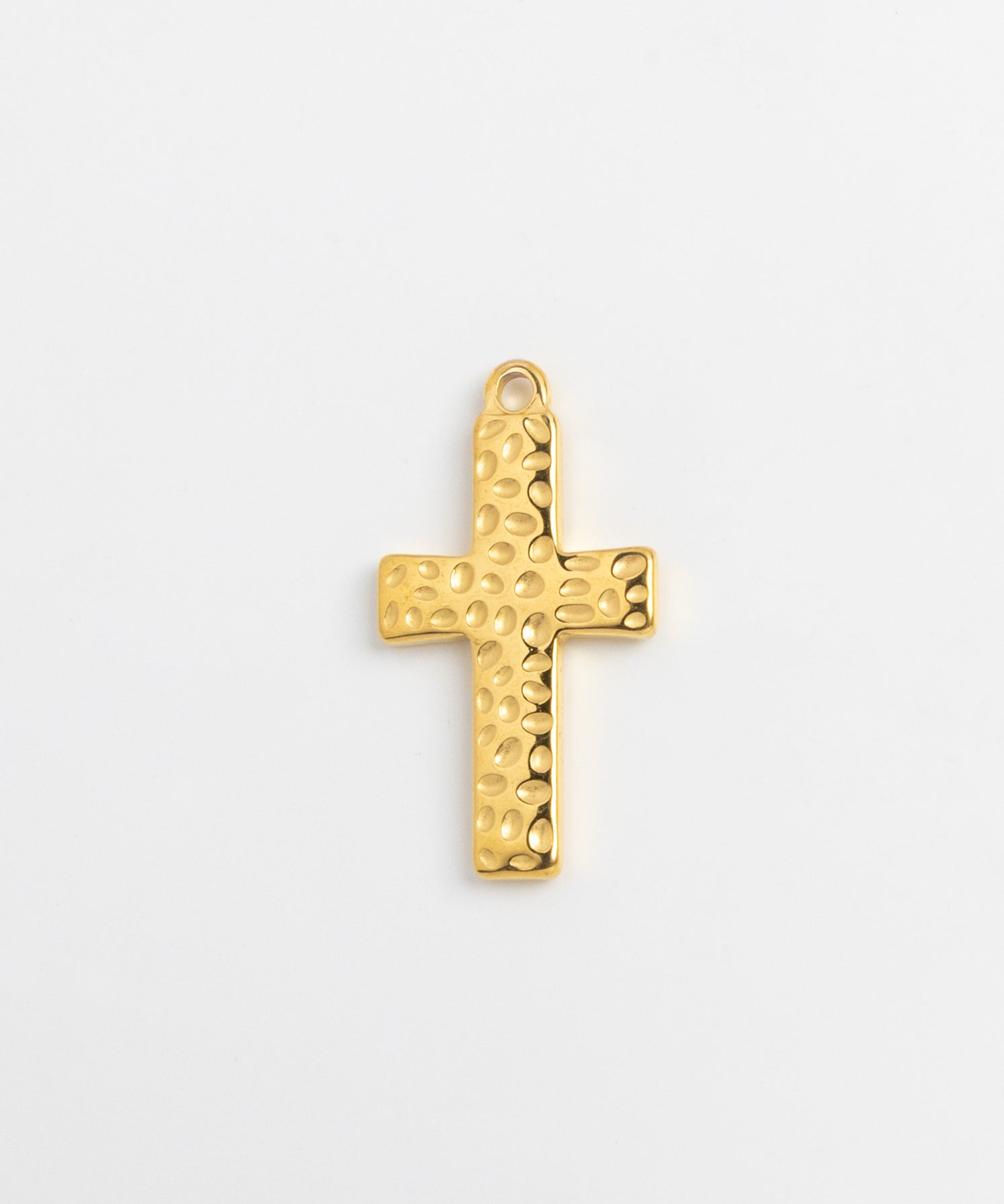Gold Charm Hammered Cross