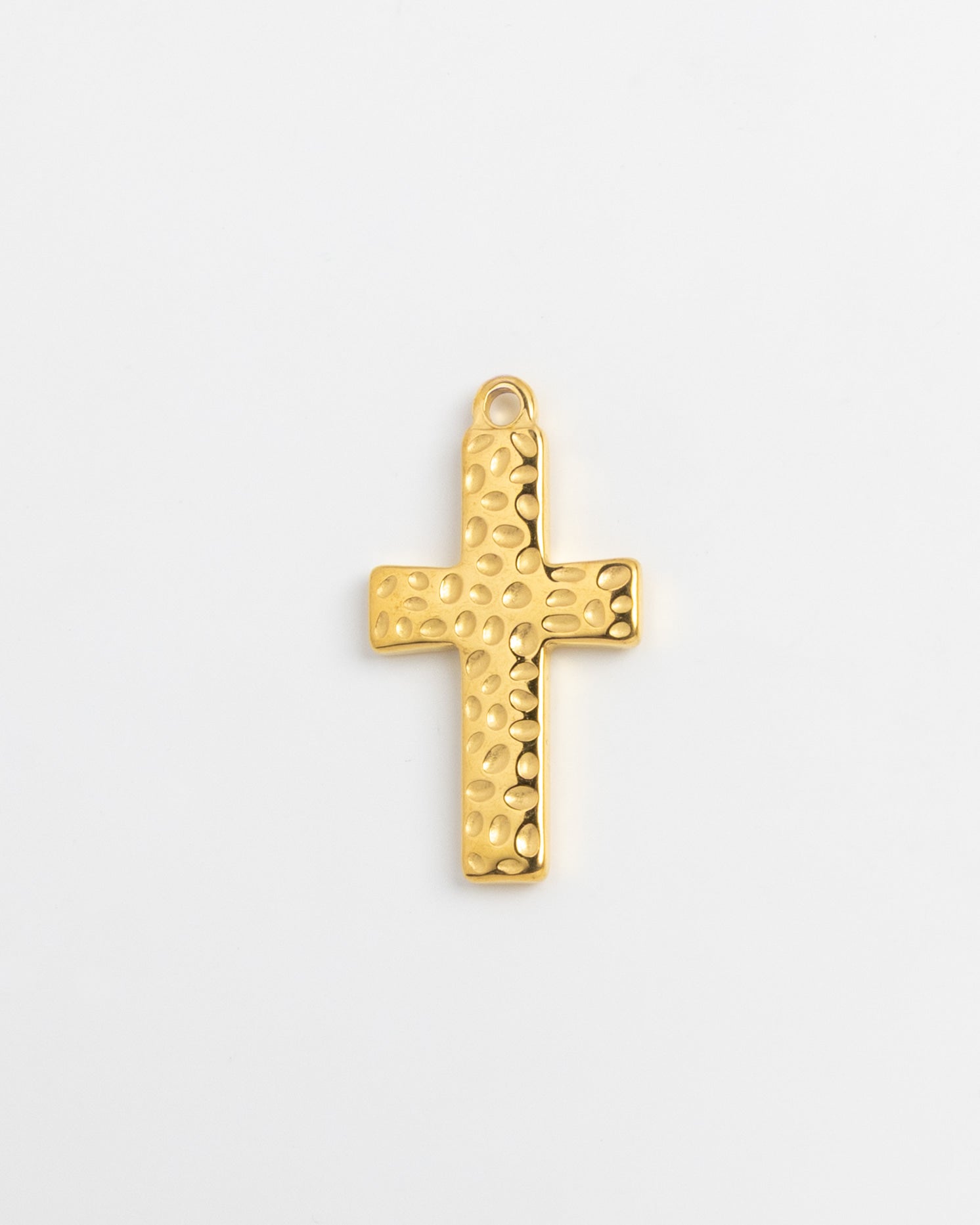 Gold Charm Hammered Cross