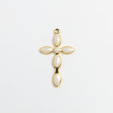 Gold Charm Pearl Cross