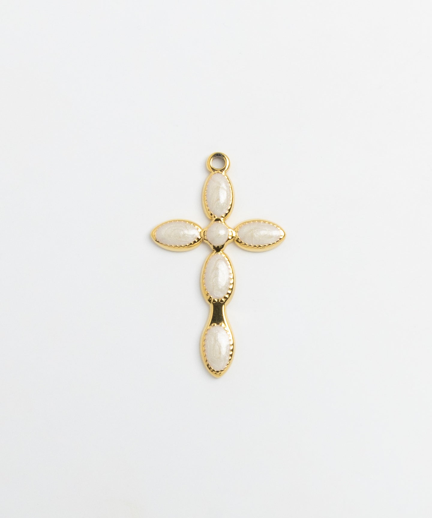 Gold Charm Pearl Cross