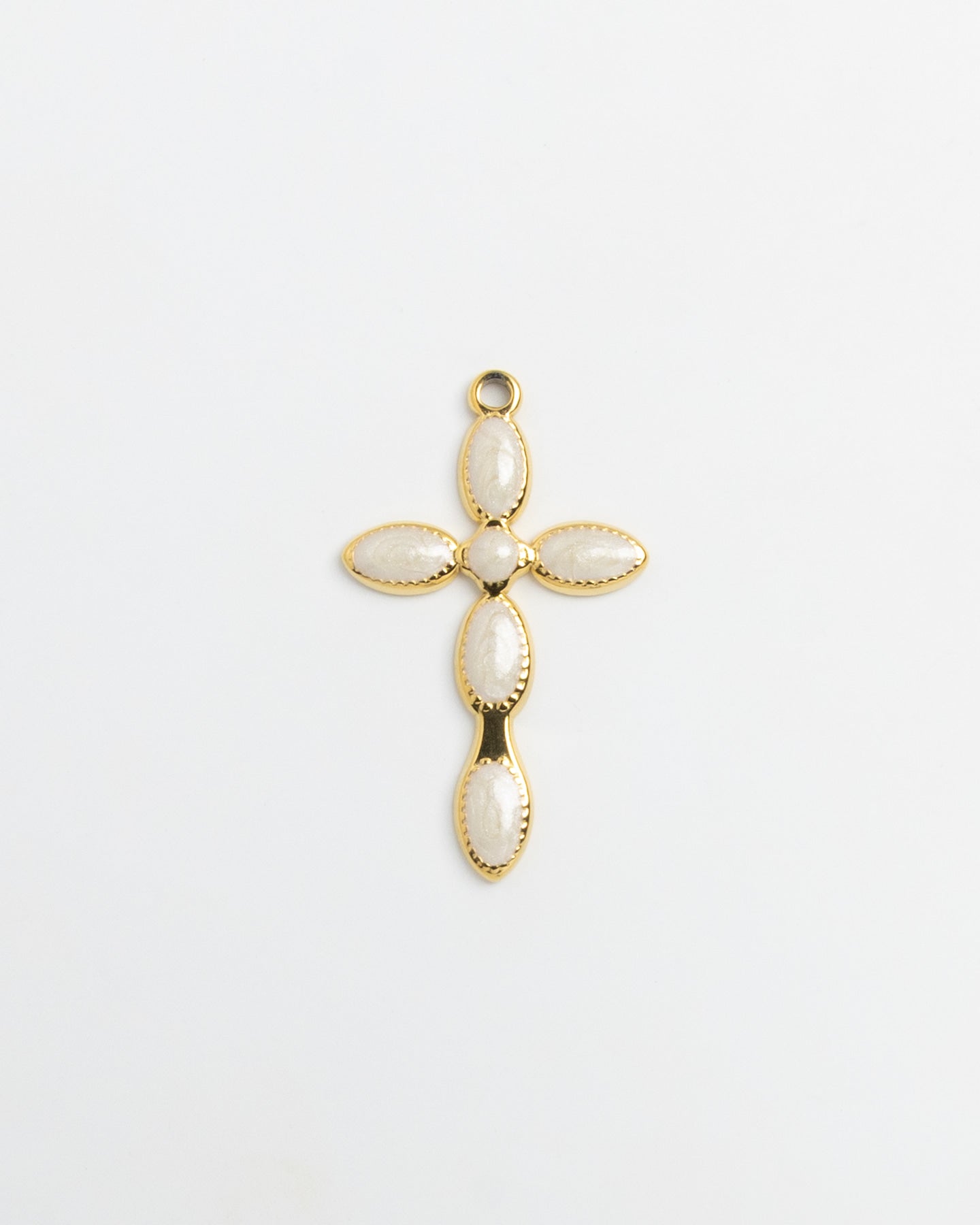 Gold Charm Pearl Cross