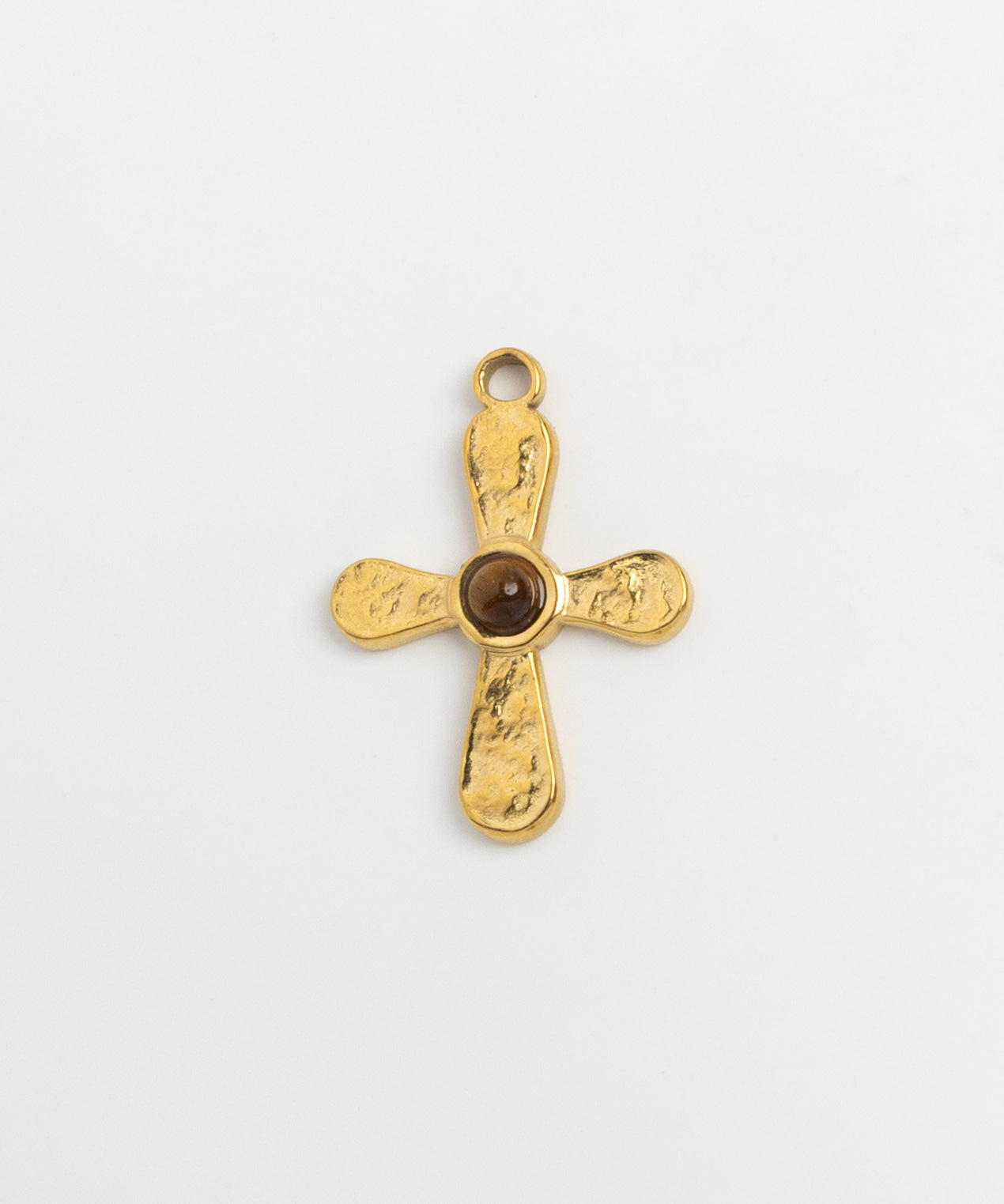Gold Charm Stone Cross