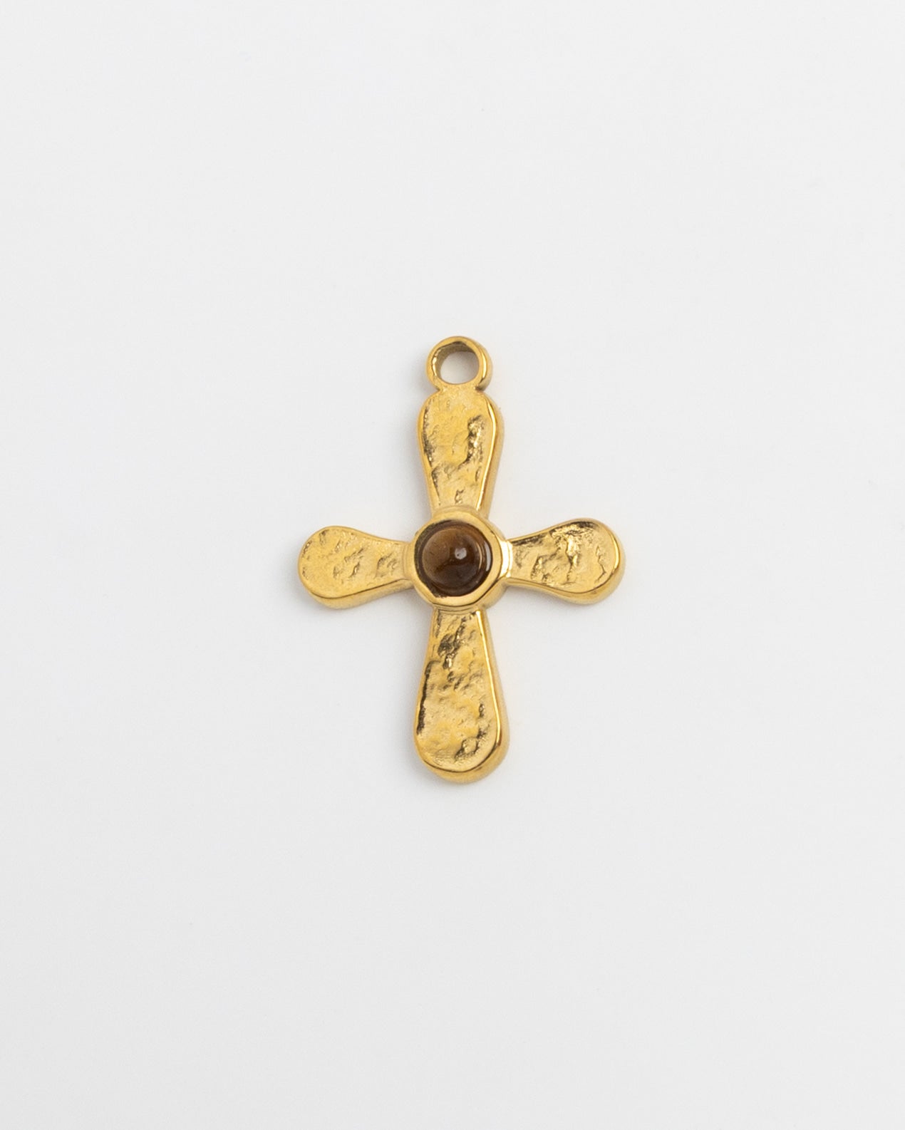 Gold Charm Stone Cross