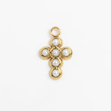 Gold Charm Pearl Cross
