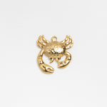 A small gold lobster-shaped jewelry charm with a textured surface and a top loop, shown on a plain white background.