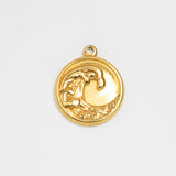 Gold Charm Wave Medallion