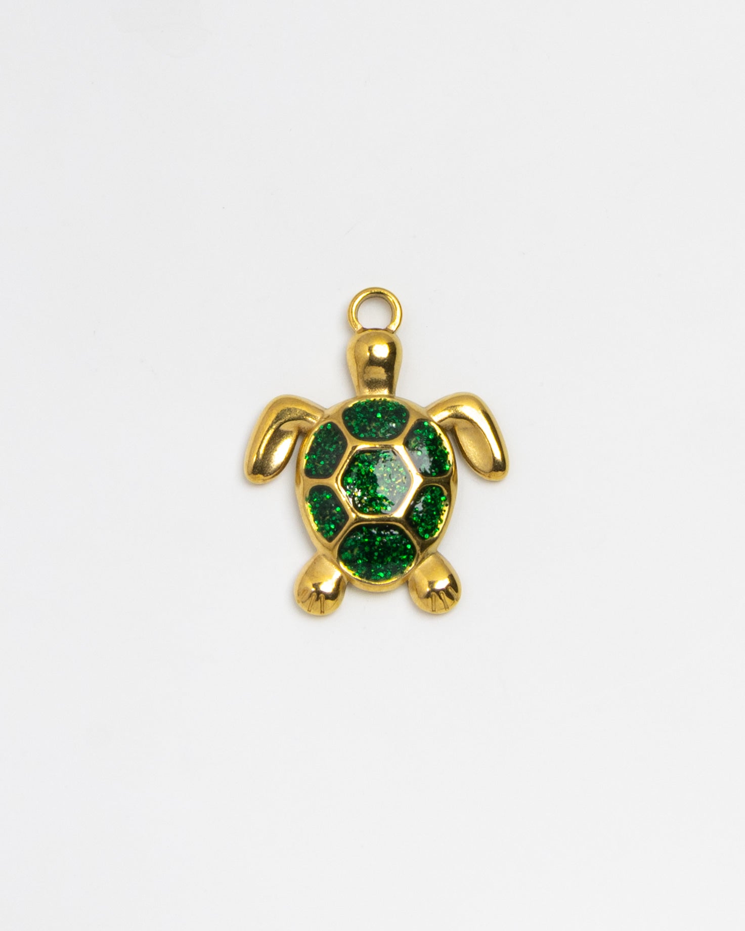 Gold Charm Green Turtle