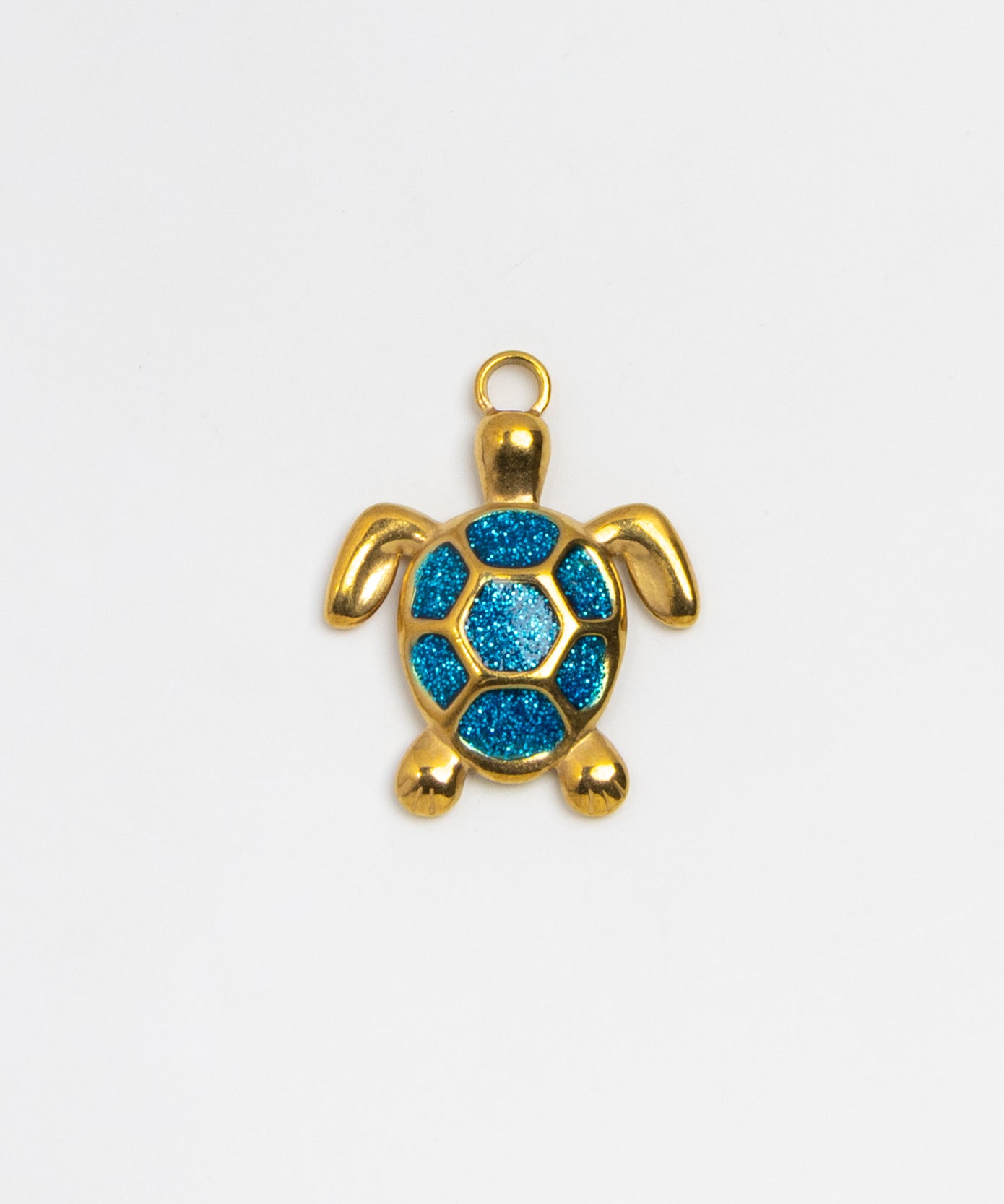 Gold Charm Turquoise Turtle